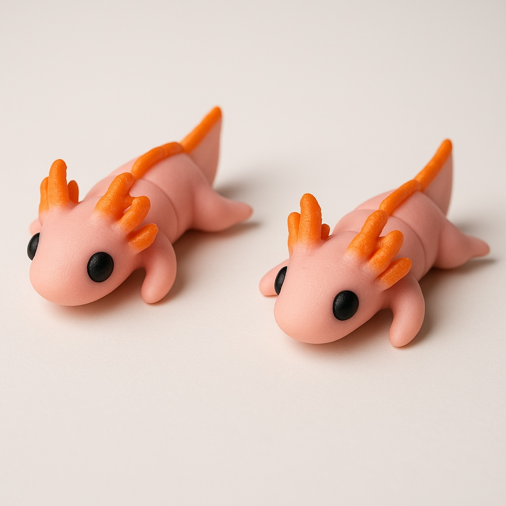 3D Printed Light Pink Articulating Baby Axolotl Fidget Toy