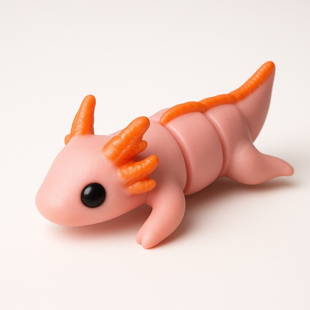3D Printed Light Pink Articulating Baby Axolotl Fidget Toy